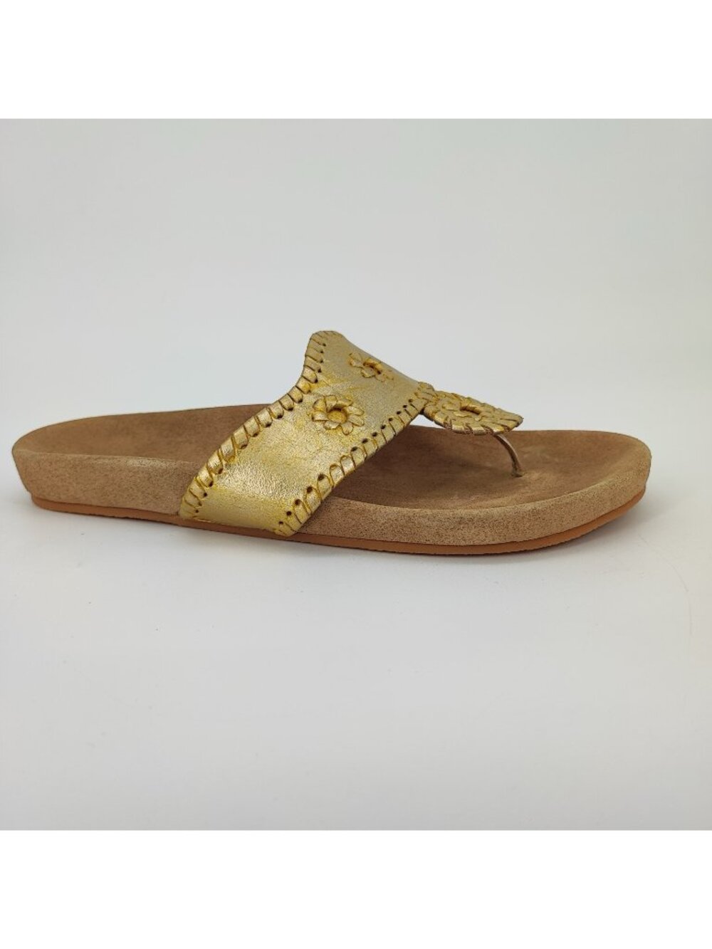Jack Rogers Jacks Comfort Women's 8.5 US Sandals Leather Gold Casual 0920